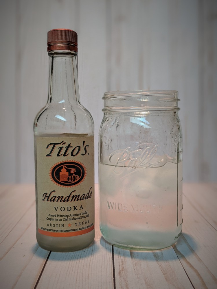 Titos Vodka Soda in a mason jar